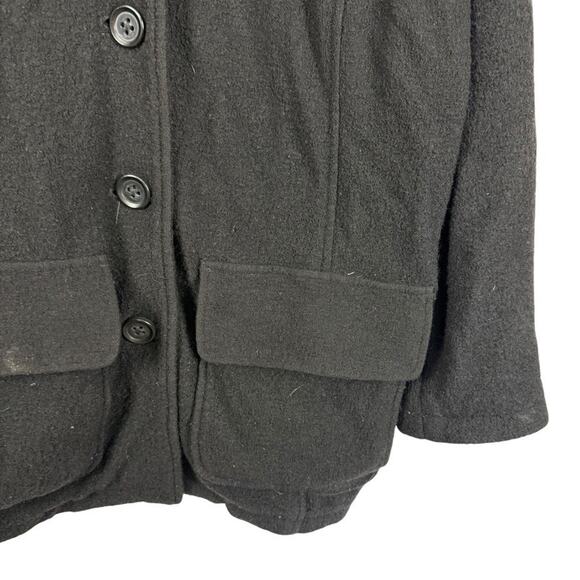 LL Bean Bellandi 100% Wool Black Boiled Wool Sweater Jacket Cardigan 1X Ex Tall - Picture 7 of 16